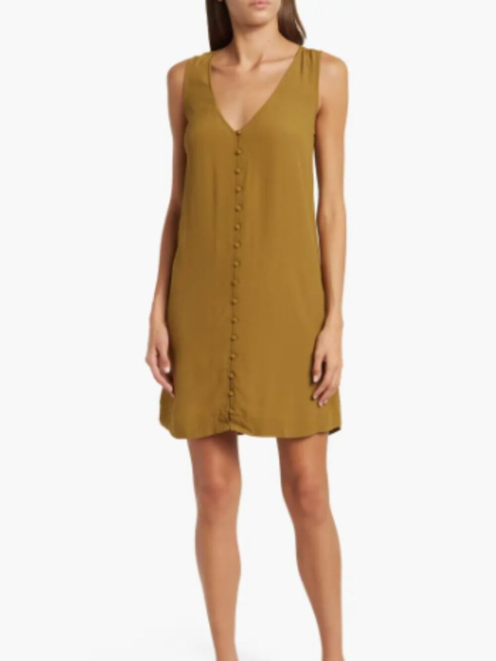 Madewell Dress Olive Green Button Front V Neck Casual Summer Mini EUC Medium